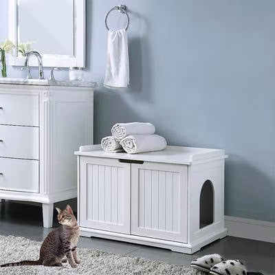 Luxury Litter Box Cabinet - Mid-Century Modern Cat Furniture