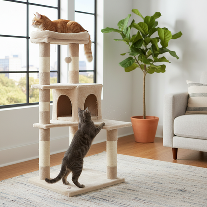Cats Using Cat Tree