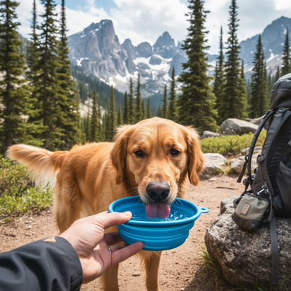Dog Using Travel Bowl